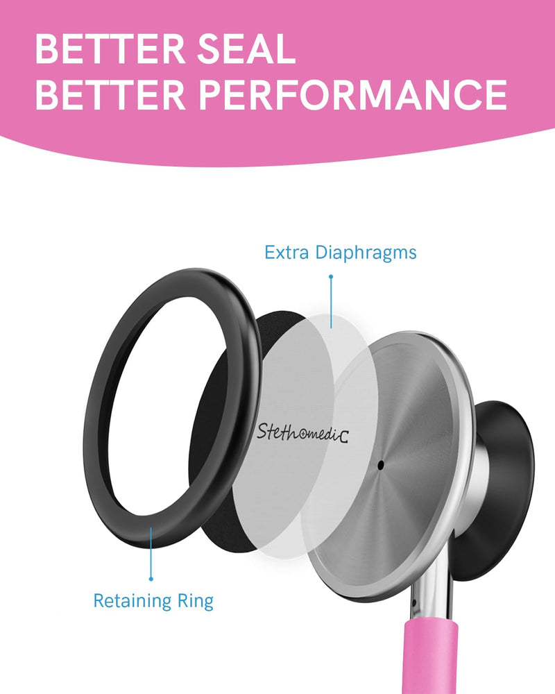 FriCARE Dual Head Stethoscope - Stethoscopes for Nurses, Medical Nursing Students, Paramedics/EMT/LVN/VNA Backup Estetoscopio, Smooth Hot Pink Tube, Stainless Steel Chestpiece