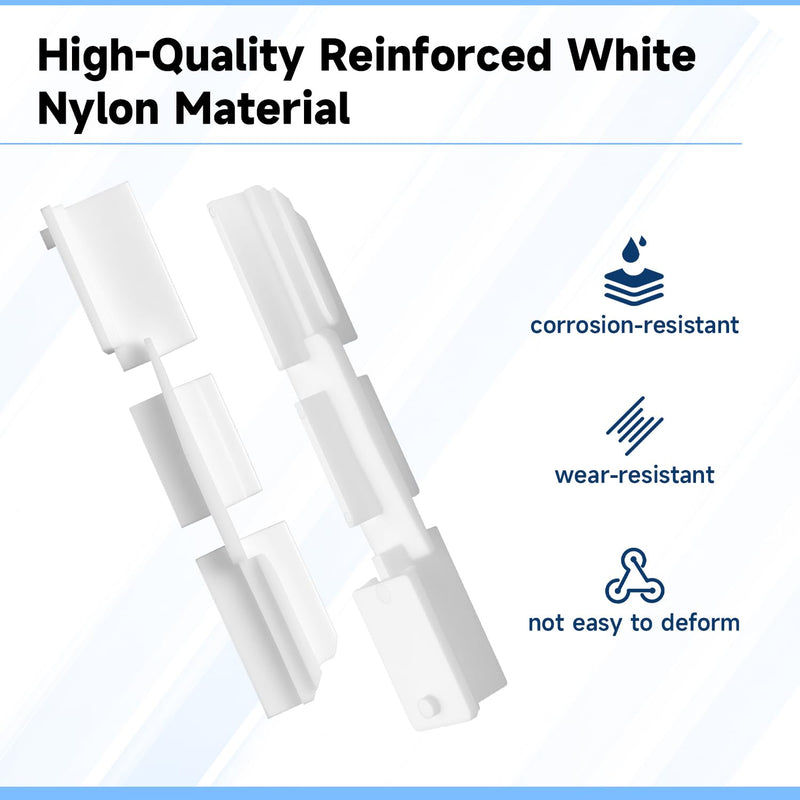 4 Pack Shower Sliding Door Bottom Seal Guide White Nylon Compatible with Glass Sliding Shower Door Systems