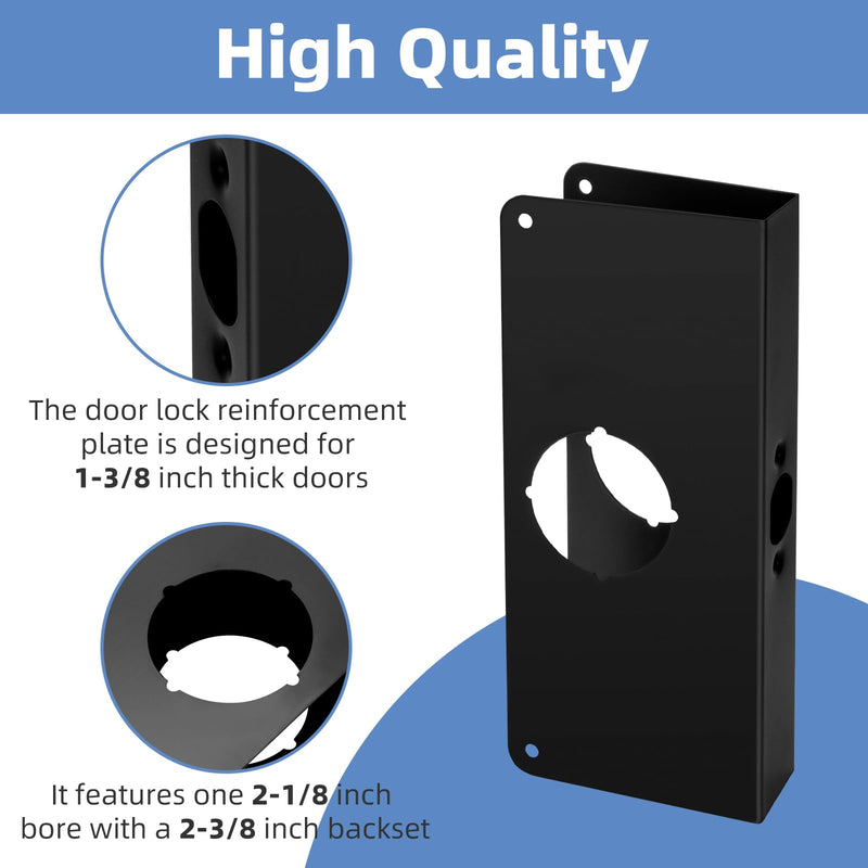 U 9585 Stainless Steel Door Lock Reinforcement Plate Black - 1-3/8 in. Thick Doors (Stainless Steel Finish) 2 Pack