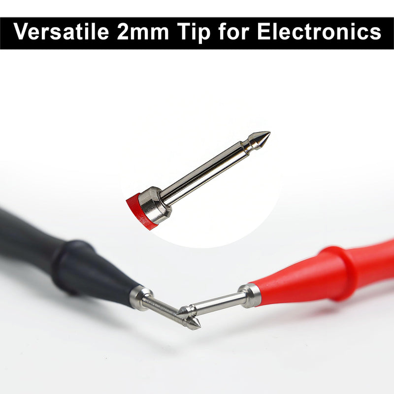 ZIBOO TP2 Test Probe 2-Piece Slim-Reach Probe Kit 1000V Voltage, 10A Current, 2mm Tip Diameter,Compatible with Fluke T5-1000 T5-600 T6-1000 T6-600 Electrical Voltage Continuity Current Tester TP2 SLIM-REACH 1000 VDC