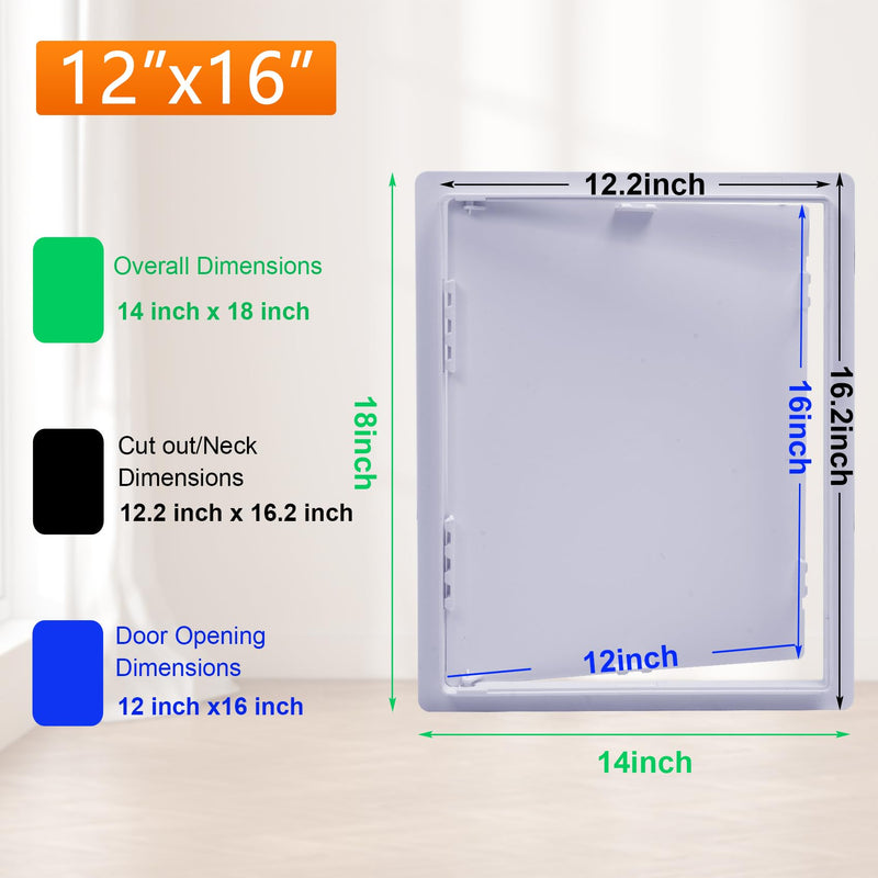 Suteck Plumbing Access Panel for Drywall Ceiling 12 x 16 Inch Reinforced Plastic Wall Access Doors Removable Hinged White 12x16 inch