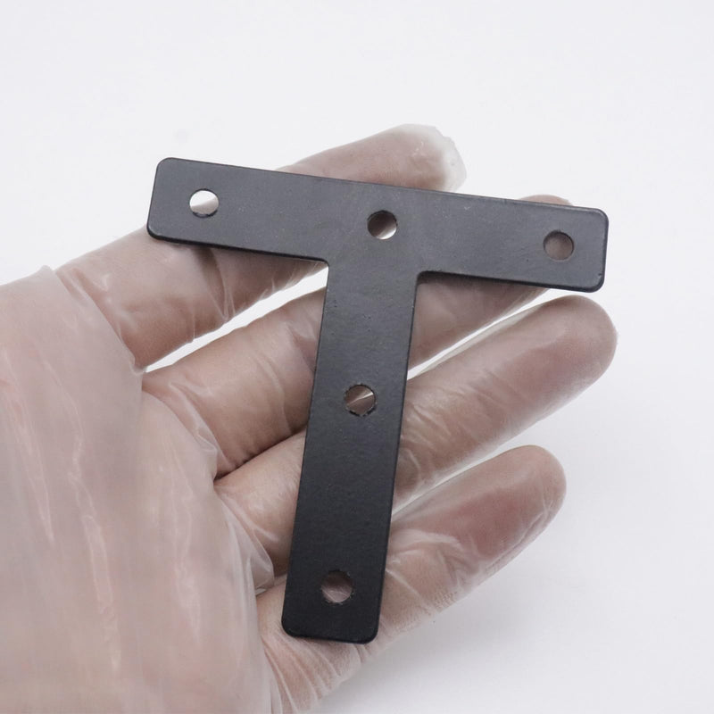 20pcs T Flat Shape Braces Corner Bracket, 80x80 mm Decorative Corner Brackets Mending Plate, Stainless Steel T-shaped Bracket for Wood Furniture Fixing T Black 80x80 mm