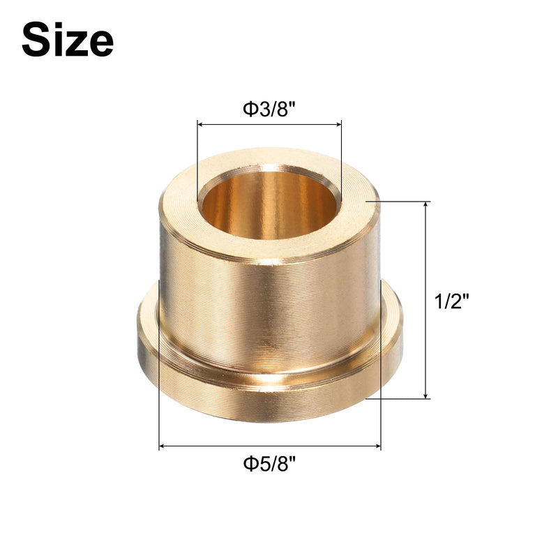 uxcell 2pcs Flange Sleeve Bearings 3/8" Bore x 5/8" OD x 1/2" Length x 3/4" Flange Dia, Self-Lubricating Brass Bushing 2