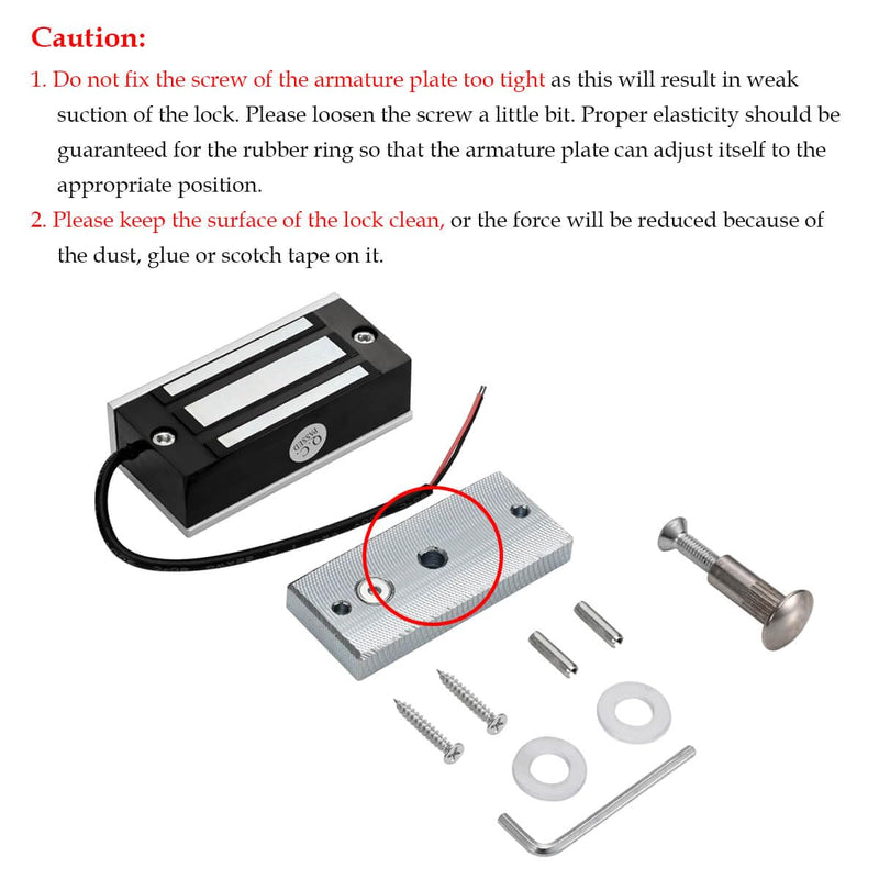 Electric Magnetic Lock 60KG 130LBS Holding Force Electromagnet Lock 12V Fail Safe NC Mode Single Door for Access Control System 60KG/130Lbs