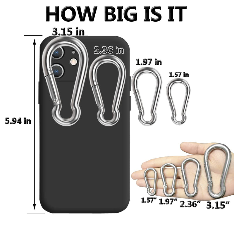 Spring Snap Hooks, 304 Stainless Steel Metal Clip Rope Connector Quick Link Clip Key Chain Link Buckle for Hammock Swing Set Outdoor Travel Camping Fishing Hiking 1.97inches(M5)-40pcs