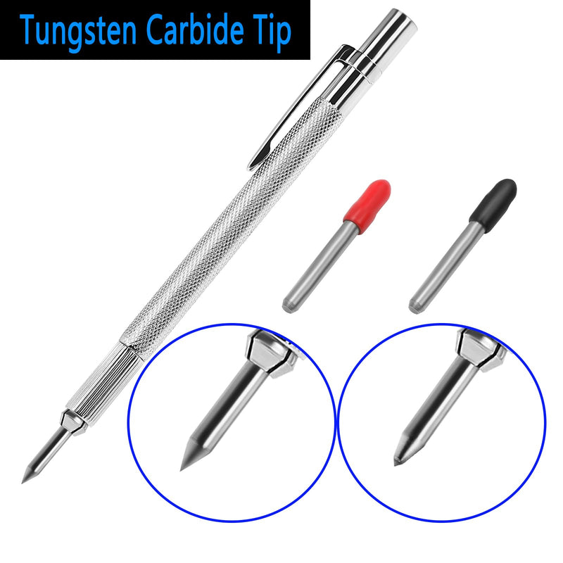 GUTIMORE 2 Pack Tungsten Carbide Scriber with Magnet, with Extra 20 Replacement Marking Tip,Scribe Tool,Etching Engraving Pen for Glass/Ceramics/Metal Sheet S-pen
