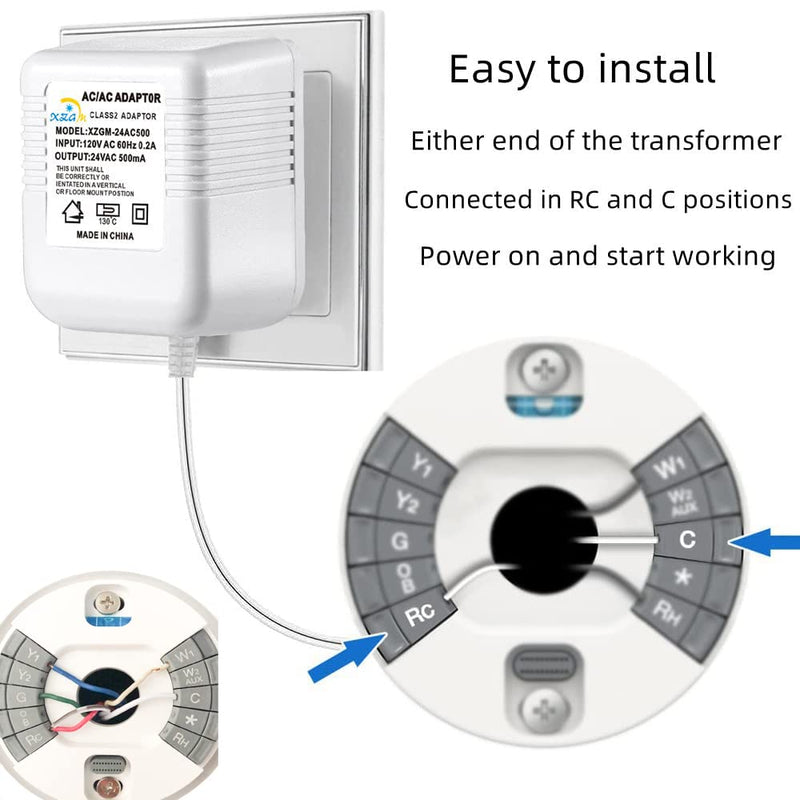 24V Doorbell Transformer Adapter Compatible with Nest Honeywell Ecobee Sensis All Versions of Ring Video Doorbells Thermostats Power Supply Adapter (26FT White, 12.0, Watts) 26FT white 12.0 Watts