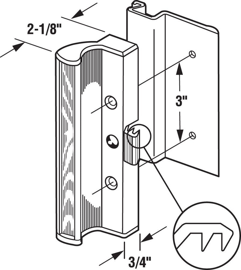 Prime-Line C 1055 Aluminum, Patio Door Surface Mounted with Clamp, for International Windows (Single Pack) 7.5 in.