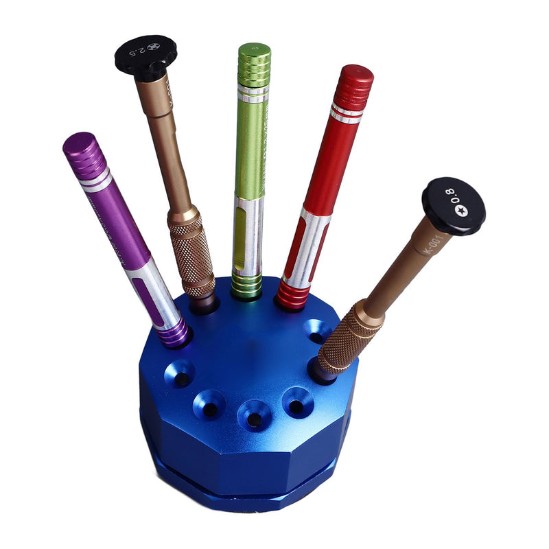 Screwdriver Storage Rack, 10 Holes Rotating Organizer Holder | Aluminum Alloy Anti-Slip Base, Space Saving Design for Workshop, Garage, Tool Bench
