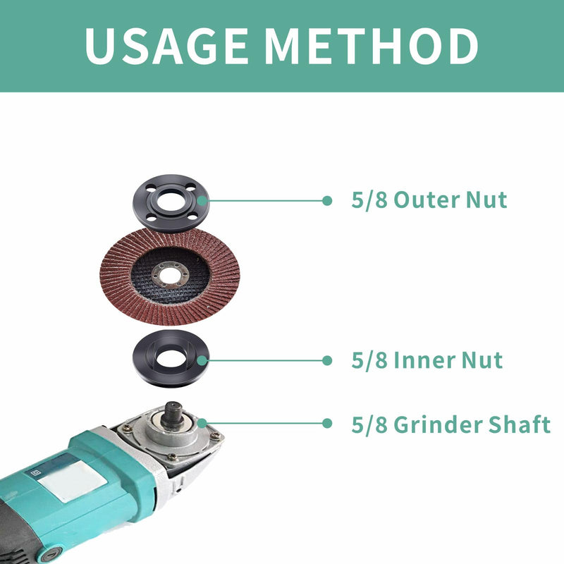 9PCS Angle Grinder Nut Angle Grinder Wrench Kit 5/8-11 Flange Metal Lock Nut for Compatible with Dewalt Milwaukee Makita193465-4 Metabo Bosch 4.5" 5" Grinder Parts