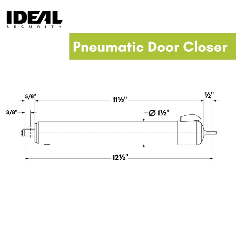 Ideal Security 9700 Heavy Pneumatic Touch & Hold Storm and Screen Door Closer for Wood, Aluminum, and Vinyl Doors, Silent and Smooth Closing, 11.5", White