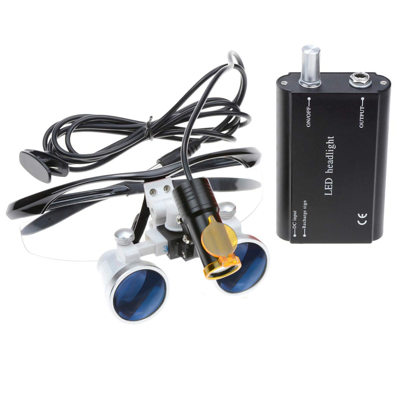 Binocular Loupes3.5X 420mm Working Distance Optical Glass +5W Head Light Lamp Headlight with Filter +Aluminum Box