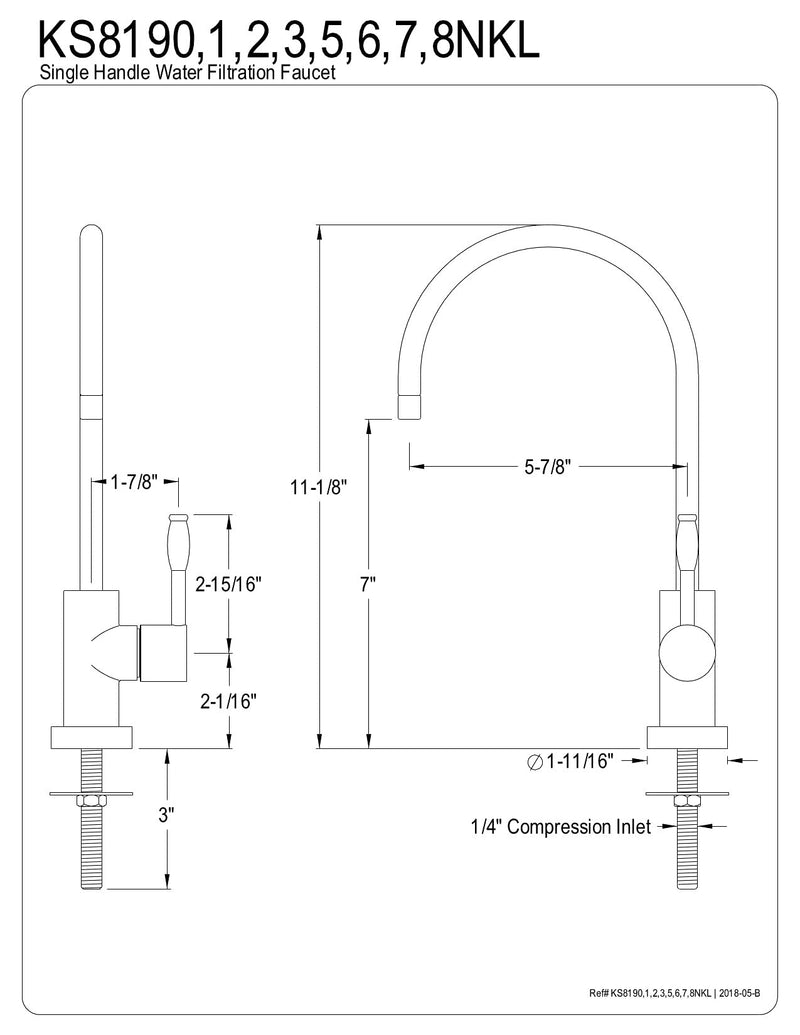 Kingston KS8195NKL Cold Water Filtration Faucet, Oil Rubbed Bronze