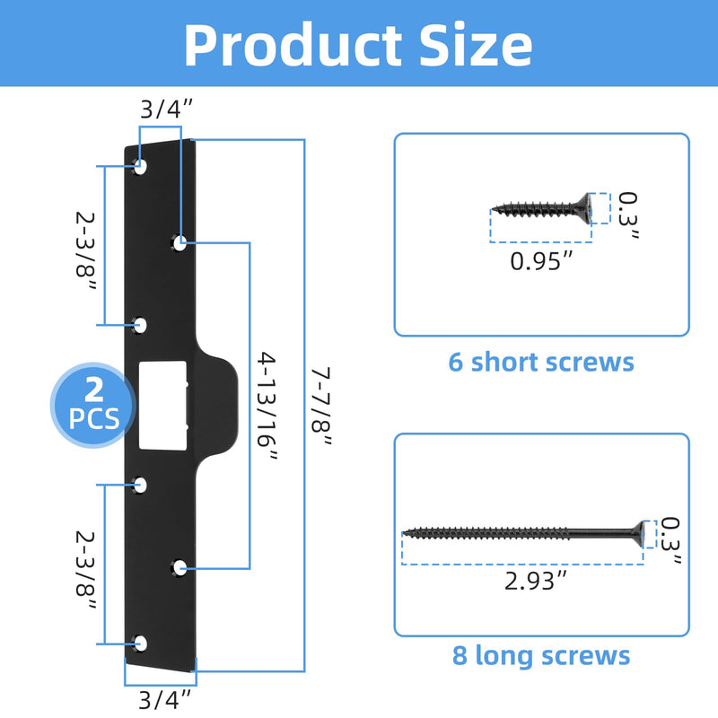 U 9476 Maximum Security Latch Strike Used to Replace Standard Latch Strikes | 2 Pack in Black, Sturdy Good Reinforcement of Door Strike - All The Hardware is Included