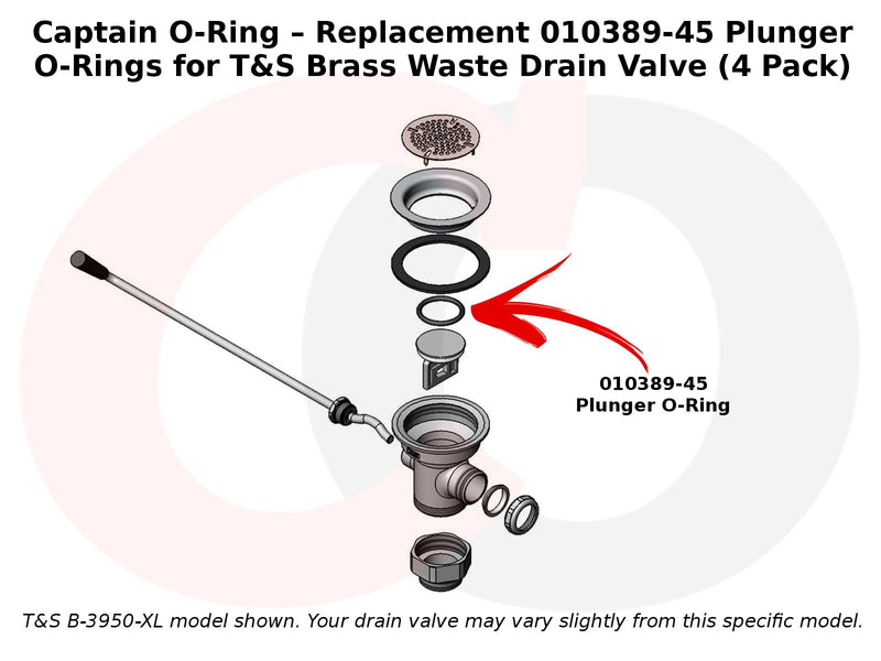 Captain O-Ring – Replacement Plunger O-Rings for 3-Tier Sink Drain, T&S Brass 010389-45 Twist Waste Drain Valve Rubber Stopper Oring (4 Pack)