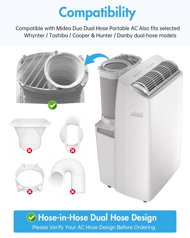 BoomBa AC Exhaust Hose Adapter Plate for DIY Window & Sliding Door Installation, Compatible with Midea Duo Dual Hose Portable Air Conditioner