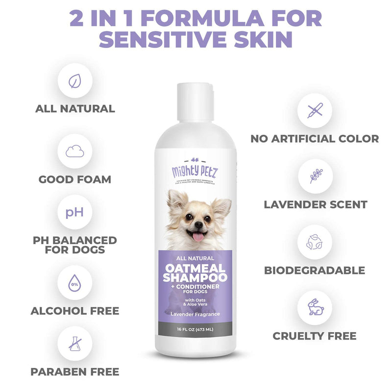 Mighty Petz 2-in-1 Oatmeal Dog Shampoo + Mighty Petz Dog Ear Cleaner Solution + 2-in-1 Dog Breath Freshener Spray & Water Additive Bundle - PawsPlanet Australia