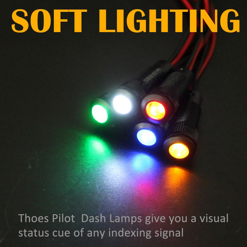 5pcs 8mm LED Indicator Light Plastic Black Signal Dot Lamp 110-220V AC 5/16" Mounting Hole Size with 15cm/5.9in. Wire (Red LED) Red 8mm 110-220V