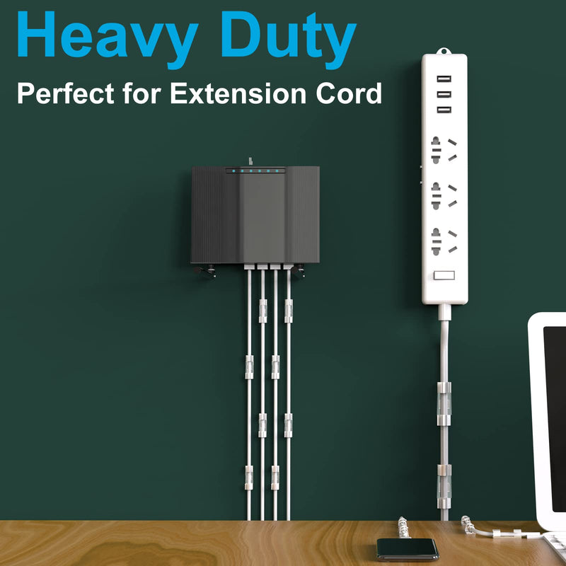 Cable Clips Clear (Large, 26PCS), Heavy Duty Extension Cord Clips Wall, Adhesive Wire Holders Clips Electric Wires Cord Organizer, Powre Cable, PC, Ethernet, TV-Coax, LED Light Clips L