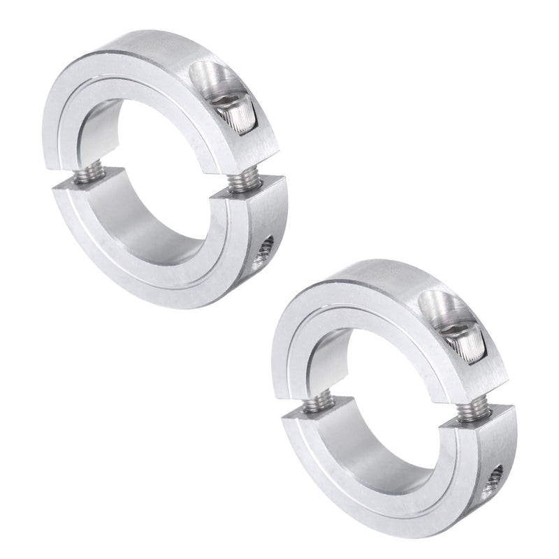 uxcell 2pcs Double Split Clamp-On Shaft Collar for 1-1/4" Shaft, Two-Piece Clamping Collar, 2-1/16" OD, 1/2" Thickness, Aluminum Alloy Set Screw Split Collar Clamp
