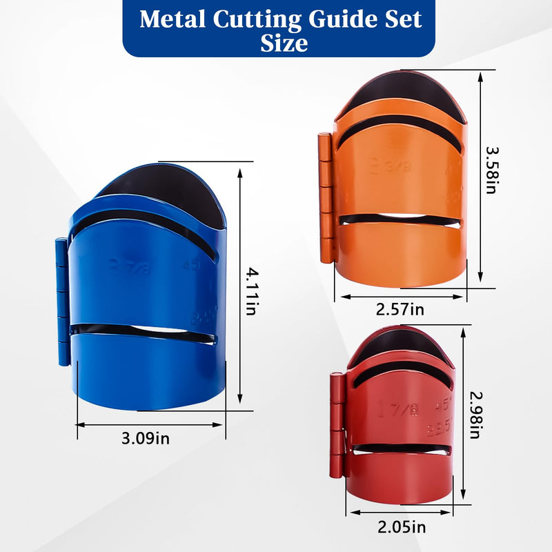 3 Piece Metal Cutting Guide Kit,Pipe Saddle Template Sizes Include: 1-7/8", 2-3/8", 2-7/8" Pipe Cutting Guide Set Cuts at 45°, 90°, 22.5° and Saddle Cut,Steel