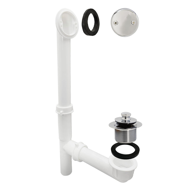 Westbrass Y594244CP White Tubular Twist & Close Bath Waste and Overflow Assembly, Polished Chrome 1 Pack