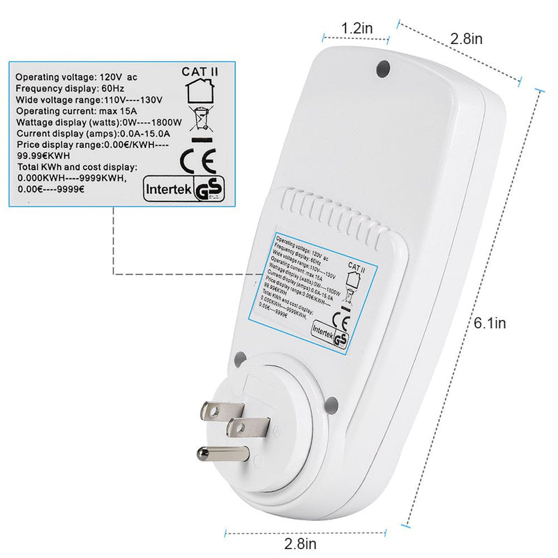 YOUTHINK Electricity Usage Monitor, Power Meter Plug Home Energy Consumption Analyzer with Digital LCD Display Overload Protection Watt Volt Amps Wattage KWH