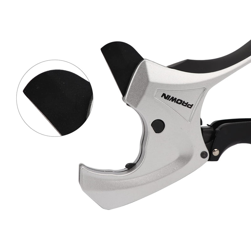PROWIN Ratcheting PVC Pipe Cutter, 2-1/2" Capacity with SK5 Replacement Blade, Heavy-Duty PEX/PVC/PPR Plastic Pipe Cutting Tool, Efficient Extended Handle and Precise Cutting 2-1/2"