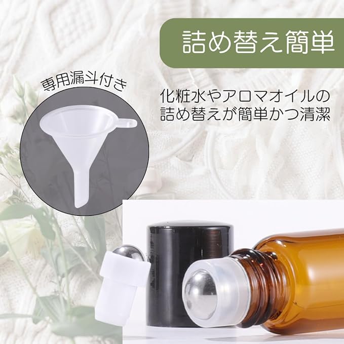 I'm so happy Roll-on Bottles 5ml Blackout Refill Containers Glass Transparent Atomizer Perfume with Funnel Set of 12 (5ml) - NewNest Australia