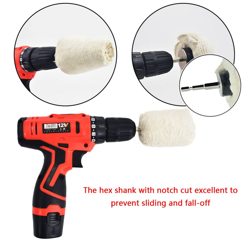 Aluminum Polishing Wheel for Drill Chrome Rim Manifold Polishing Kit 3" x 1/4" Hex Shank Cone/Mushroom/Column - 3pcs (3)