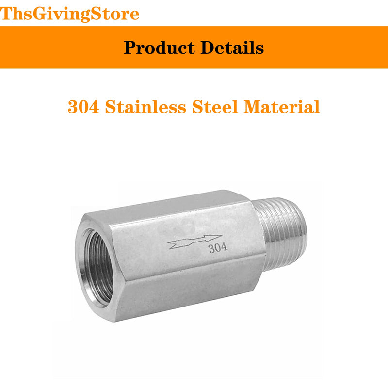 1/4 Inch NPT Female to Male Thread 304 Stainless Steel Check Valve One Way Non-Return Valve for Water Oil Gas Check Valve 1PCS Inner to Outer