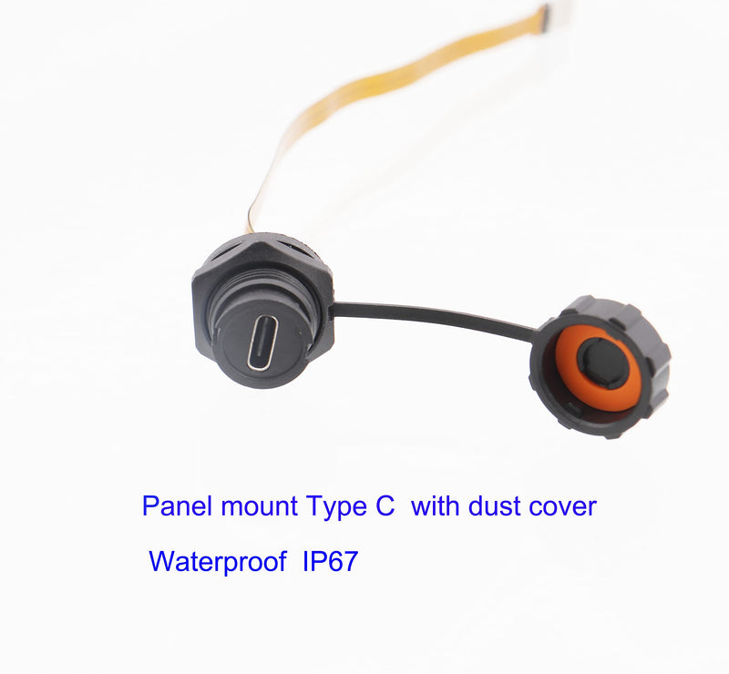 2 pcs Panel Mount USB Type C with 10 cm FPC Cable, USB 3.1 5Gbps, 3A Big Current