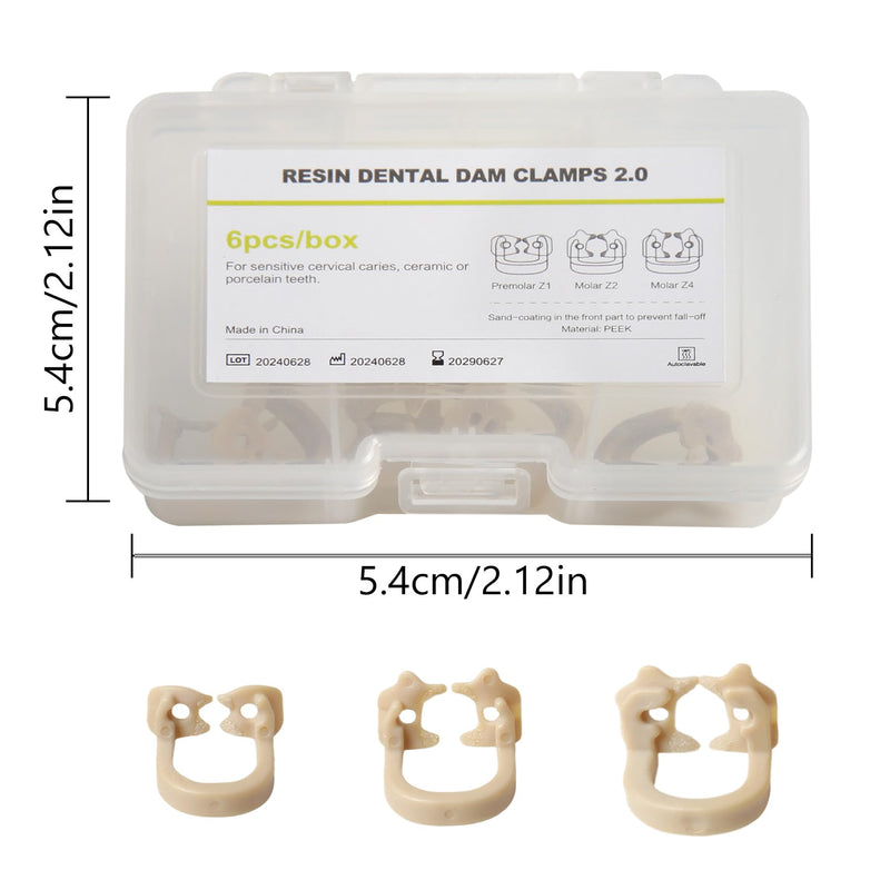 Dental Sectional Matrices Clip Dam Clamps Resin Rubber Barrier Clip Z1/Z2/Z4 Mixed Molar Teeth Repair Tools 6Pcs