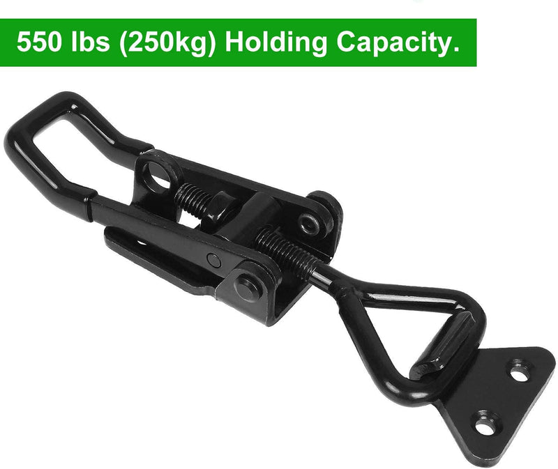 Adjustable Toggle Clamp Holding Capacity Toggle Latch Hasp Clamp Quick Release Pull Latch (Black-6pcs -550lbs) Black-6pcs -550lbs