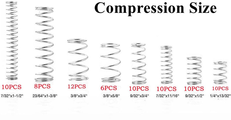 200pcs Compression & Extension SpringAssortment Set, Small Metal Loose Steel Coil Springs Assortment Kit AssortedW/Plastic Storage Box