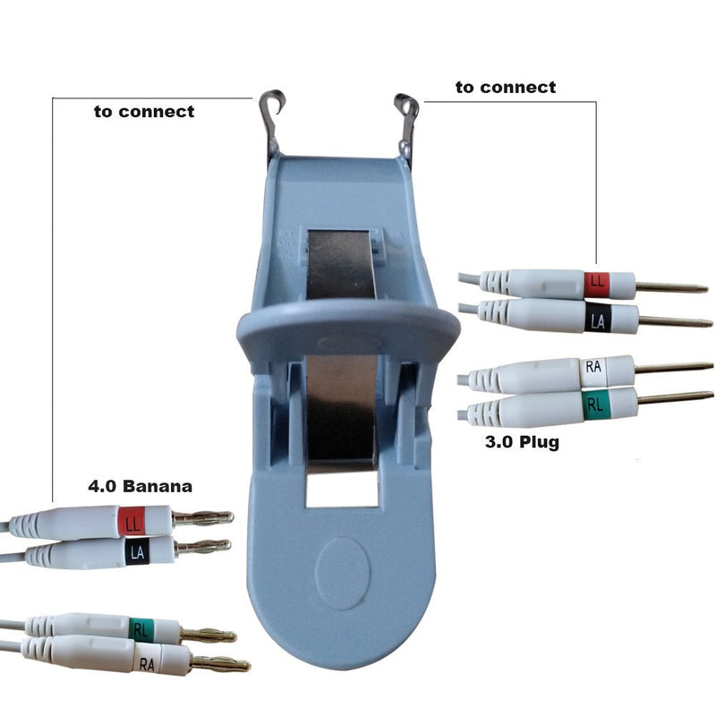 ECG/EKG Adult Limb Electrode for 3.0 Plug/4.0 Banana Plug -4 Pieces/Set (Gray) Gray