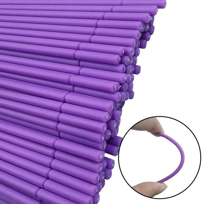 Disposable Dental Micro Applicator Brush, YOUYA DENTAL 400 PCS Latisse Application Bendable Micro Cotton Swabs Mascara Micro Brush for Eyelash Extensions Cleaning Makeup and Personal Care Cleaning 1.5mm Purple-400pcs