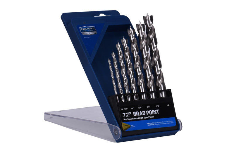 Century Drill & Tool, 37207, 7 PC Set,HSS Brad Point,Drill Bit, Wood Boring Tools