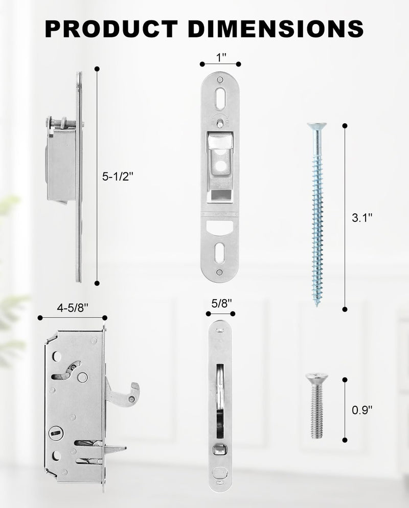 Gliding Patio Door Reachout Lock and Receiver Kit Compatible with Andersen 2-Panel OEM Part, 2-9/16" Hole Centers, Non-Handed(1986 to Present)