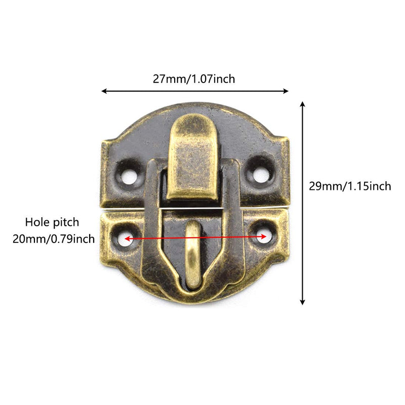 SDTC Tech 4-Pack Antique Bronze Decorative Hasp Retro Jewelry Box Latch with Matching Screws for Cabinet Drawer Wooden Crafts 4 Pack
