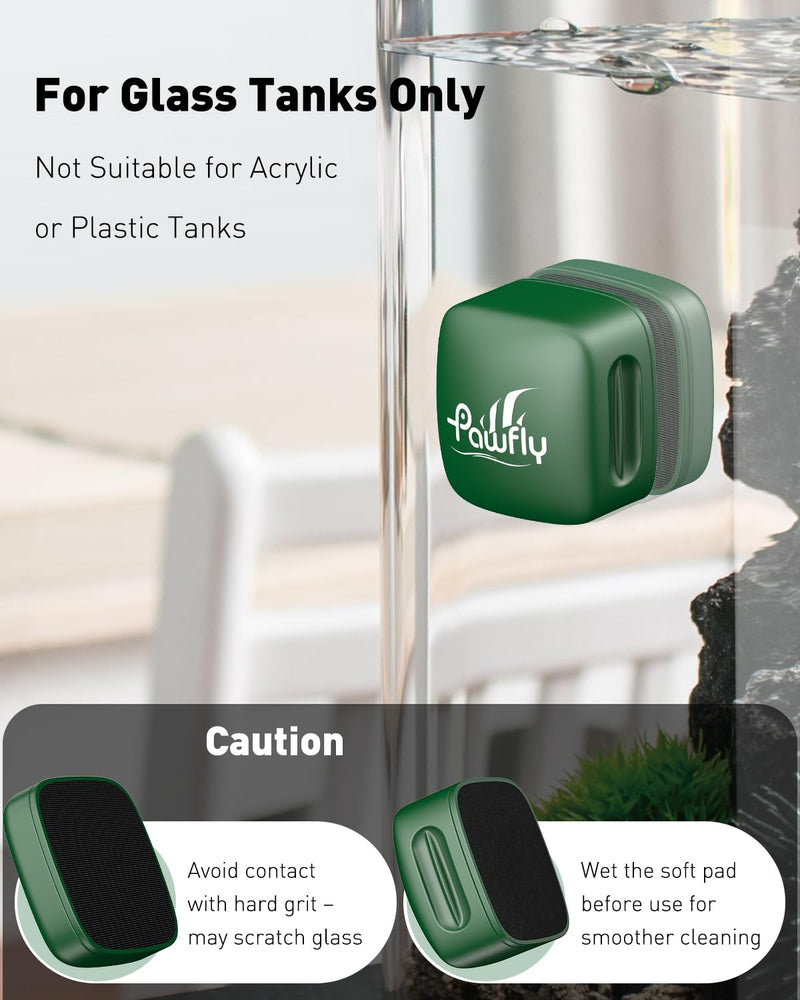 Pawfly Aquarium Magnet Glass Cleaner, Magnetic Fish Tank Cleaner, 1.5" Mini Algae Scrubber for Glass Aquariums, Strong Magnetic Brush Cleaning Tool for Glass Fish Tanks up to 10 Gallons 1.5'' - Classic Green