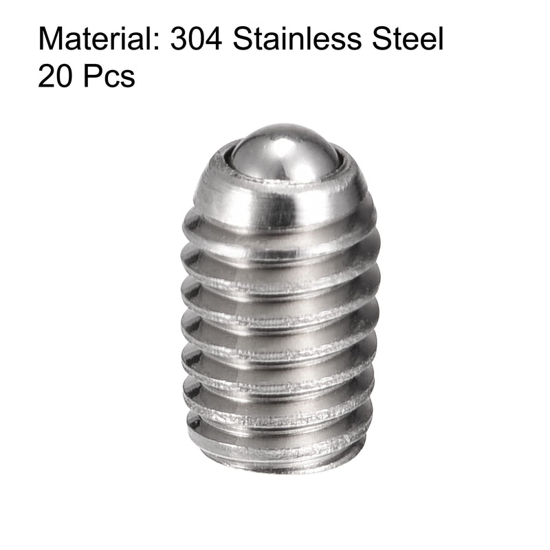 uxcell Ball Point Set Screws, M4 x 6mm 304 Stainless Steel Metric Spring Hex Socket Screw 20pcs 20