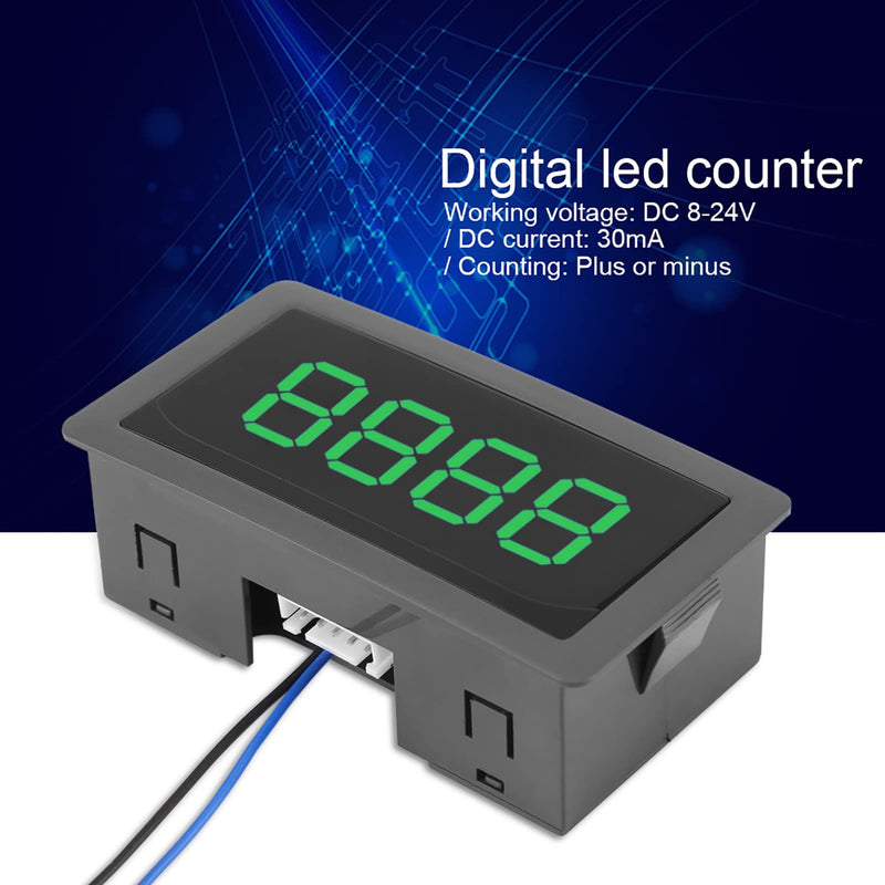 FLEXMAN LED Up Down Counter, 0 9999 4 Digit DC LED Digital Display Counter, Plus Minus Panel Counter Meter with Cable for Automation Equipment (Green) Green