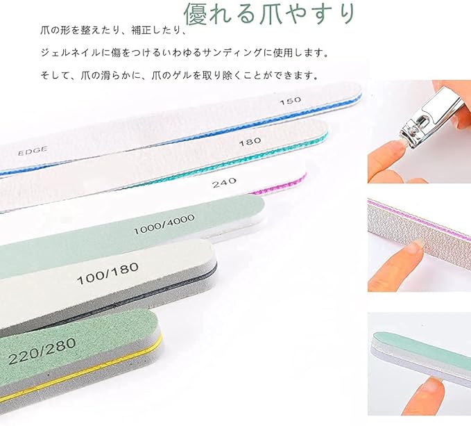 LIKENNY Sponge Nail File, Gel Nail File, Nail File, Double Sided Nail Polish Cuticle, Set of 6 (150, 180, 240, 100/180, 200/280, 1000/4000) - NewNest Australia