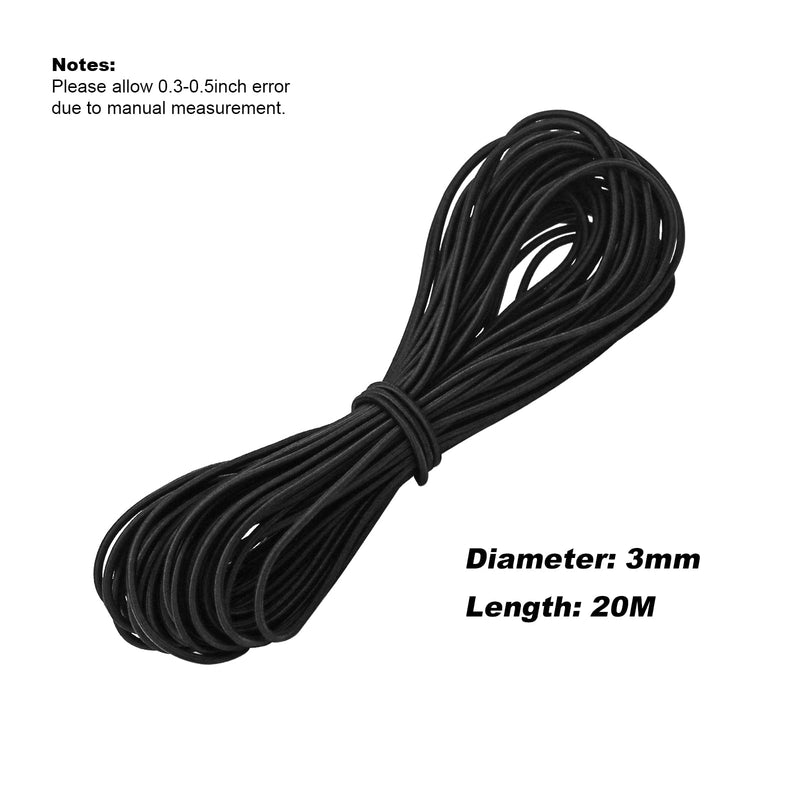 1/8" Bungee Shock Cords,65 Feet Elastic Nylon Cords Kayak Stretch String Rope for Bikes,Tie Downs,Boating,Camping,Cars,Sunshades,Fitness and Outdoor Enthusiasts (1/8 inch x 65 feet, Black) 1/8 inch x 65 feet, Black