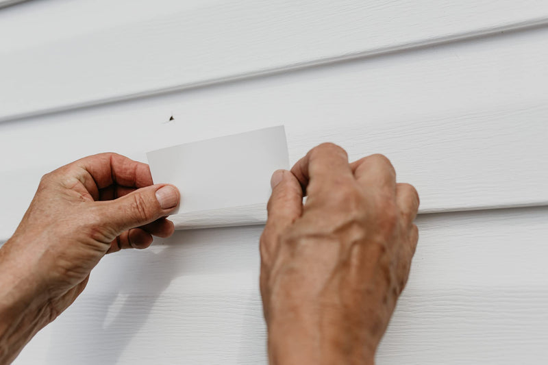Mendyl Vinyl and Stucco Siding Repair Kit - Cover Any Cracks Holes or Blemishes - White Durable Self-Adhesive Paintable Vinyl Siding Patch Cut to Fit and Cover Any Cracks - 2 Patches (10) 10