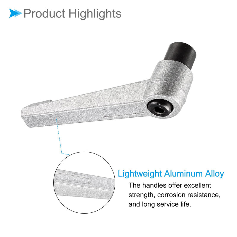 Clamping Lever Handles, M8 Female Thread 72mm Lever, Adjustable Quick Release Locking Rotating Knobs Silver Tone - (Applications: for Lathe Machinery), 2-Pieces