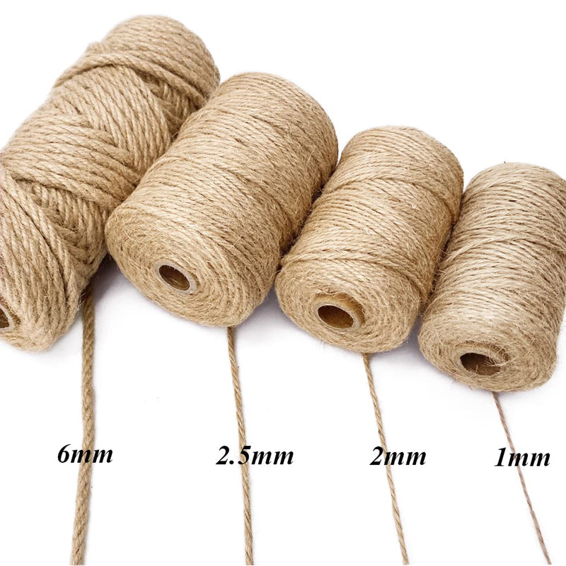 Jute Twine 328 Feet 2.5mm 4Ply Heavy Duty Brown Jute Rope String for Home Gardening Plant Picture Hanger Industrial Packing Mason Jars Wedding Decorations Crafts Natural Brown 0.10inch/2.5mm - NewNest Australia