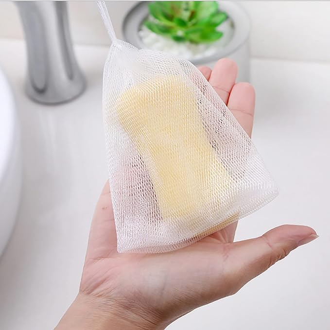 SHULLIN Foaming Net, Wash Net, Soap Storage Net, Set of 10, Soap Net, Soap Bag, Soap Mesh, Drawstring Bag, Mesh, For Soap and Facial Cleansing Baths - NewNest Australia