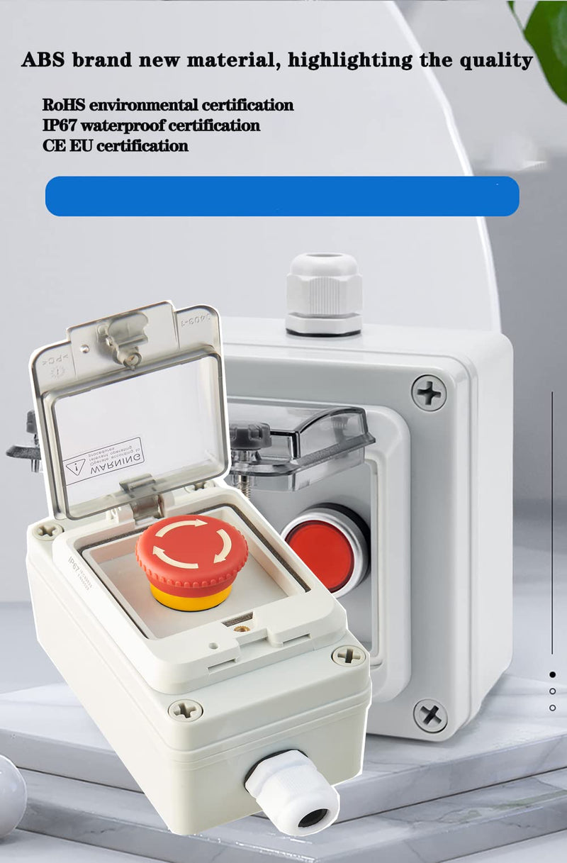 Emergency Stop Button with Box Emergency Stop Switch with Plastic Box e-Stop Button Box Push Button Station Box Red instantaneous switch box
